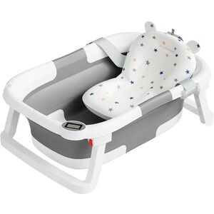 Gray and White Baby Bathtub with Star Pattern